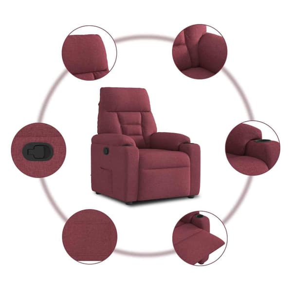 Reclinerfåtölj vinröd tyg