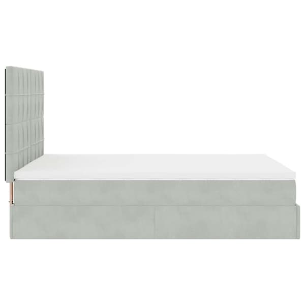 Ottoman sängram med madrasser ljusgrå 140x200 cm sammet