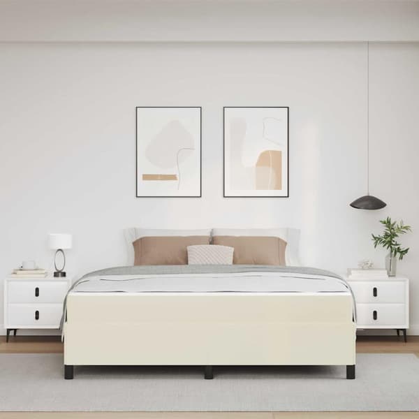 Sängram med madrass Kräm 180 x 200 cm tyg