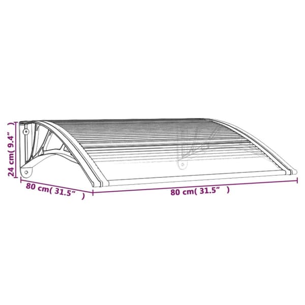 Dörrtak svart 80x75 cm polykarbonat