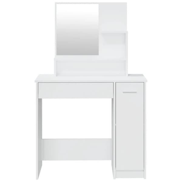 Sminkbord set vit högglans 86,5x35x136 cm