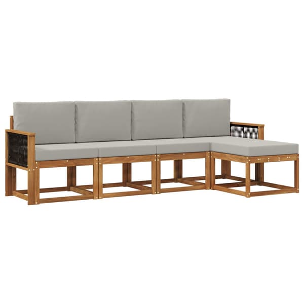 Utomhussoffset 5 pcs Naturlig och ljusgrå Polyester