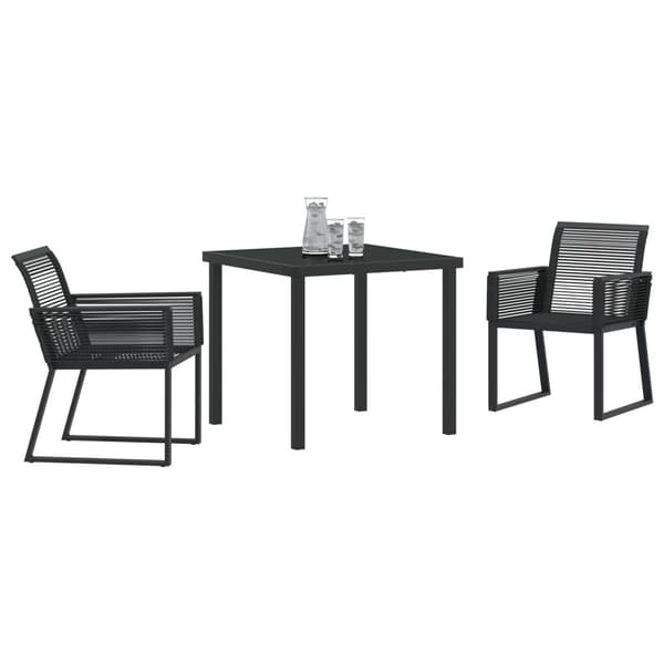 Trädgårdsmöbelset 3 pcs Svart Pulverlackerat stål