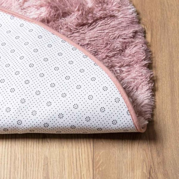 Ryamatta med lång lugg NAVARRA dammig rosa 120x120 cm polyester