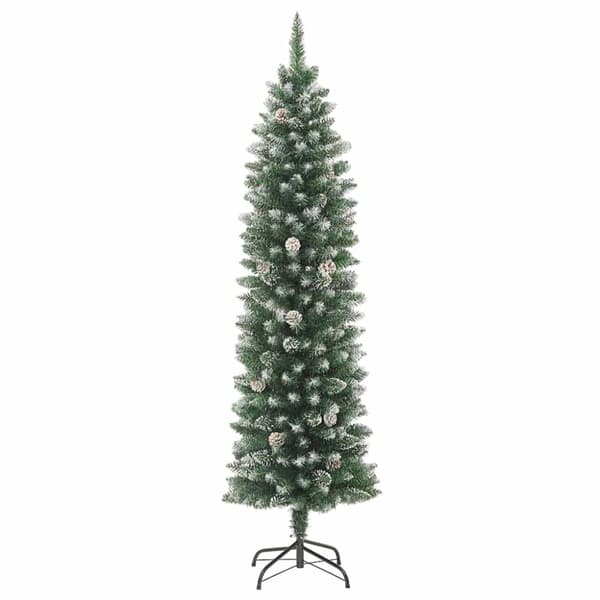Konstgjort smalt julträd Grön och Vit 180 cm
