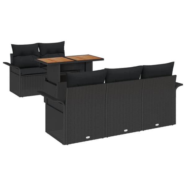 Trädgårdsoffset med lagring 6 pcs Svart Poly rattan