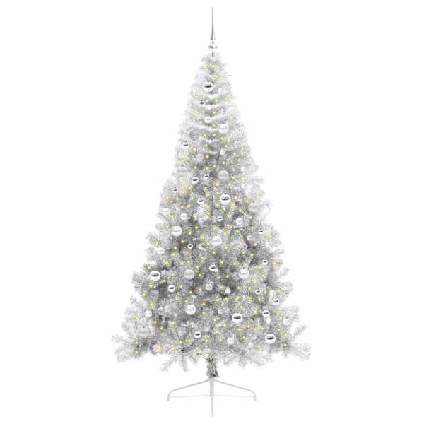 Konstgjord Förbelyst Julgran Silver 210 cm PET