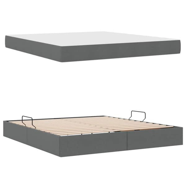 Förvaringssäng med madrass Mörkgrå 160 x 200 cm Polyester