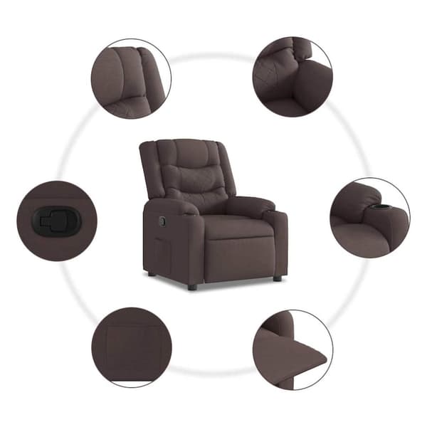 Reclinerfåtölj mörkbrun tyg