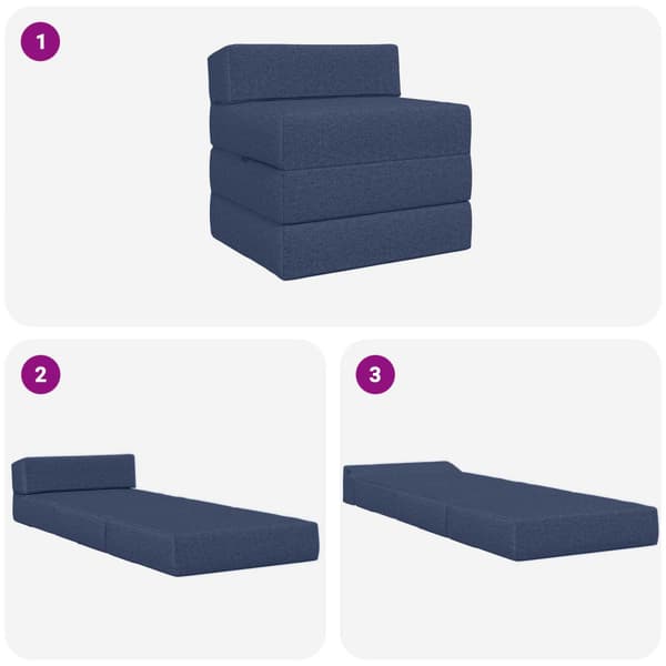 Fällbar Soffbed Blå 200 x 70 x 10 cm Tyg