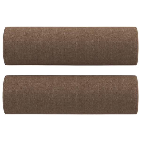 3-sitssoffa med prydnadskuddar brun 180 cm tyg
