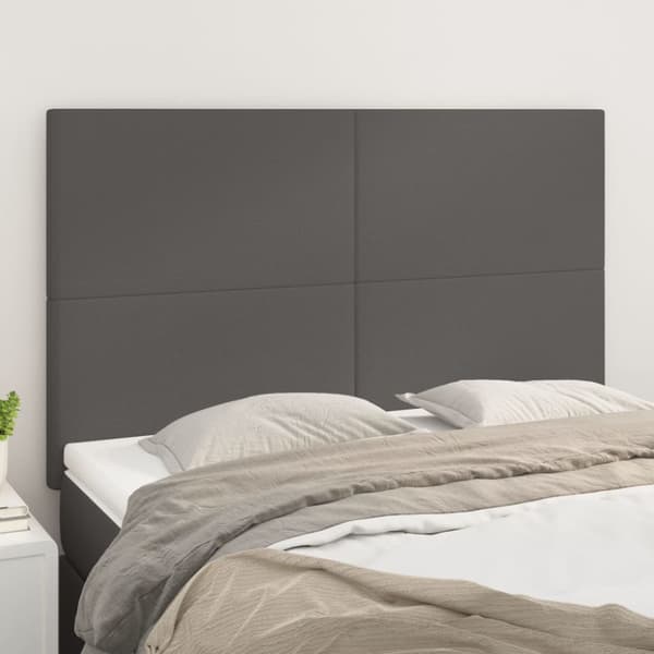 Sänggavel grå 144x5x118/128 cm konstläder