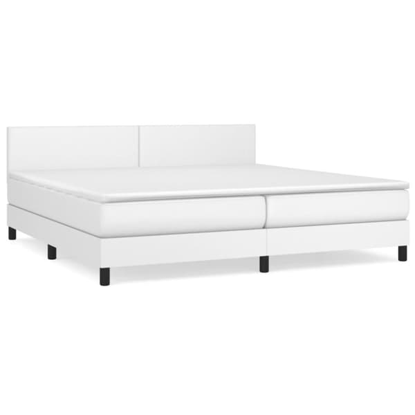 Ramsäng med madrass vit 200x200 cm konstläder