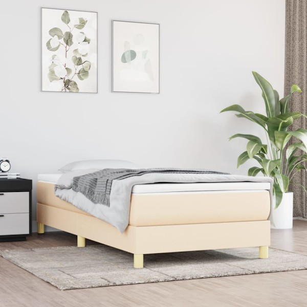 Boxspring-sängram cremefärgad 80x200 cm tyg
