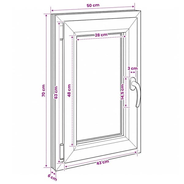 Källarfönster RISOR 50 x 70 cm PVC och glas
