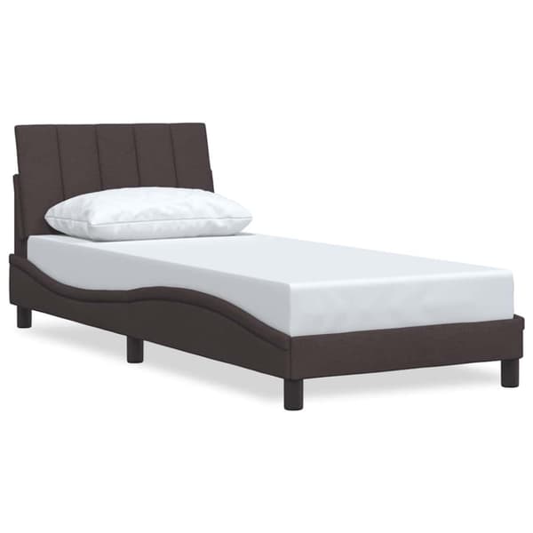Bed Frame without Mattress "Hanko" Dark Brown 90x200 cm Fabric