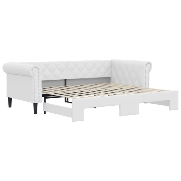 Dagbädd utdragbar vit 90x200 cm konstläder