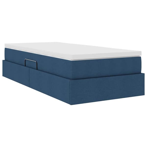 Förvaringssäng med madrass Blå 90 x 190 cm Polyester