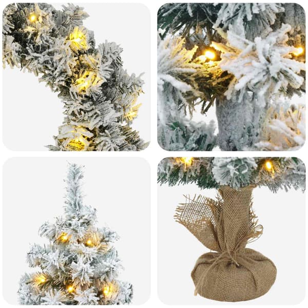 Mini-julgransset 45 cm 125 LED-lampor Varmvit PVC Grön och Vit