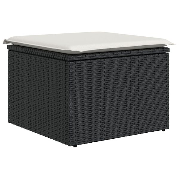 Trädgårdsoffset med lagring 8 pcs Svart Poly rattan