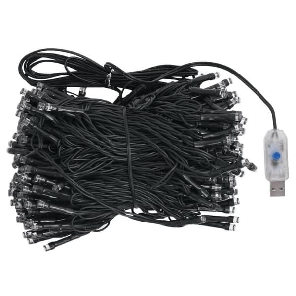 Belyst plastgran med kulor 210 cm 910 grenar