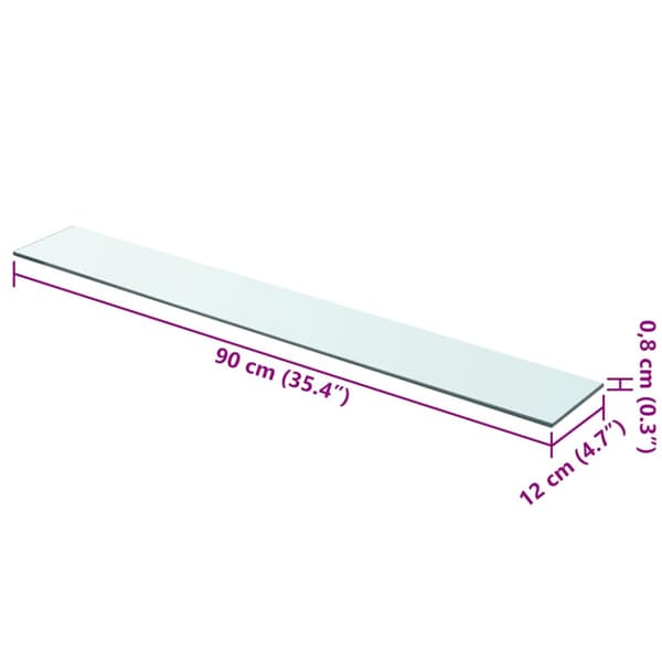 Hyllplan 2 st glas genomskinlig 90x12 cm