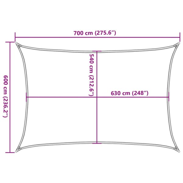 Solsegel 160 g/m² rektangulär sand 6x7 m HDPE