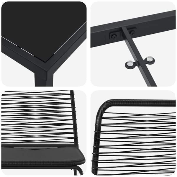Trädgårdsmöbelset 5 pcs Svart Pulverlackerat stål