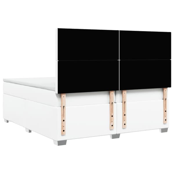 Ramsäng med madrass vit 200x200 cm konstläder