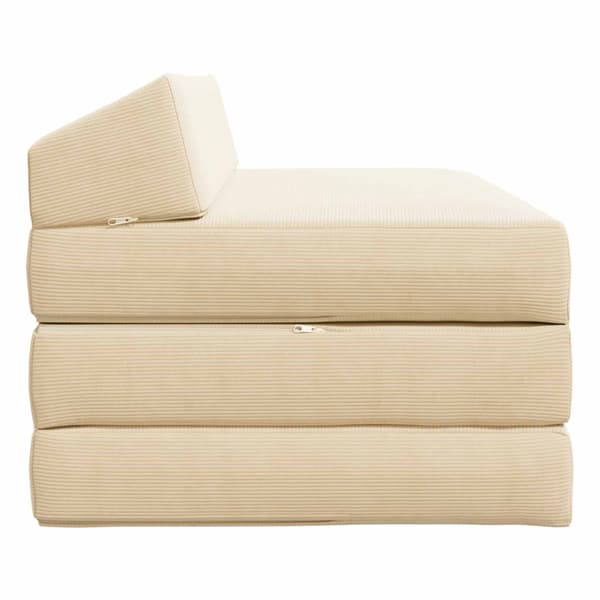 Fällbar Soffbed Gräddvit 120 x 60 x 49 cm Tyg