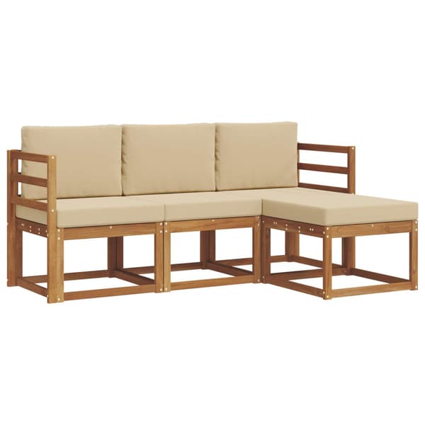 Utomhussoffset med kudde 4 pcs Naturlig och Beige