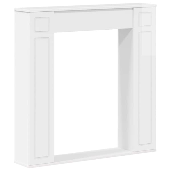 Eldstadsram Vit högglans 100 x 20 x 100 cm Konstruerat trä