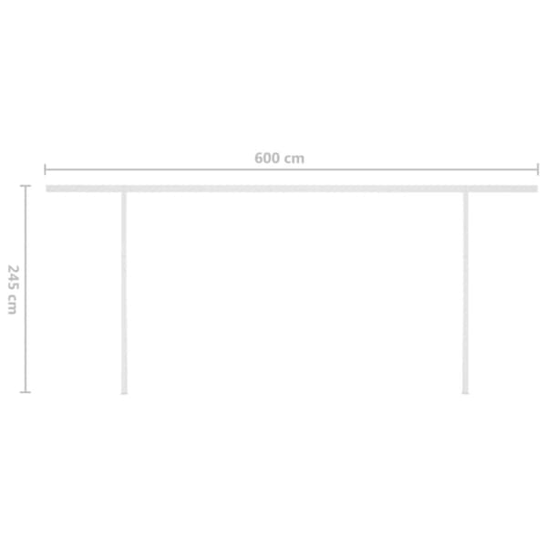Markis med LED manuellt infällbar 6x3,5 m gräddvit