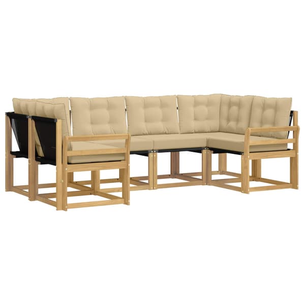 Utomhussoffset med kudde 6 pcs Vit och Beige