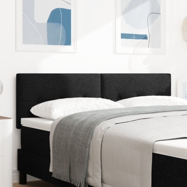 Sänggavel med knappar tuftad svart 140 cm tyg