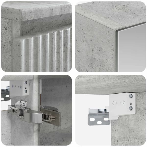 Badrumsmöbelset 6 st Betonggrå Konstruerat trä och glas