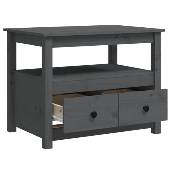 Soffbord grå 71x49x55 cm massiv furu