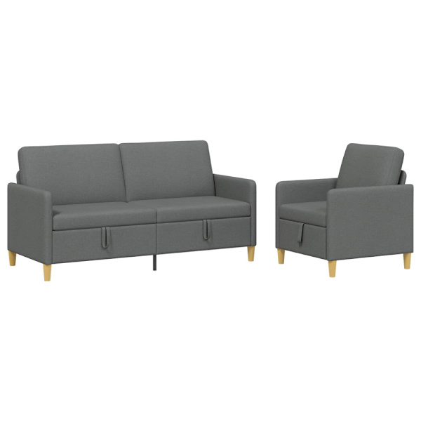 Soffgrupp med förvaring 2 pcs Mörkgrå Polyester