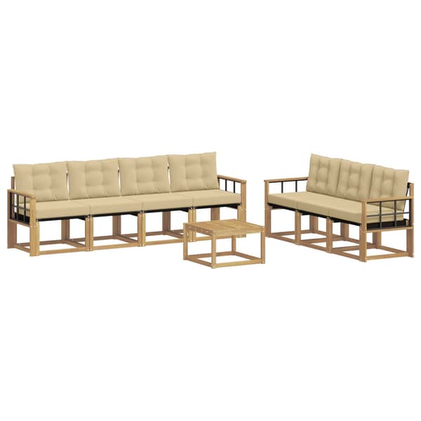 Utomhussoffset med kudde 8 pcs Vit och Beige