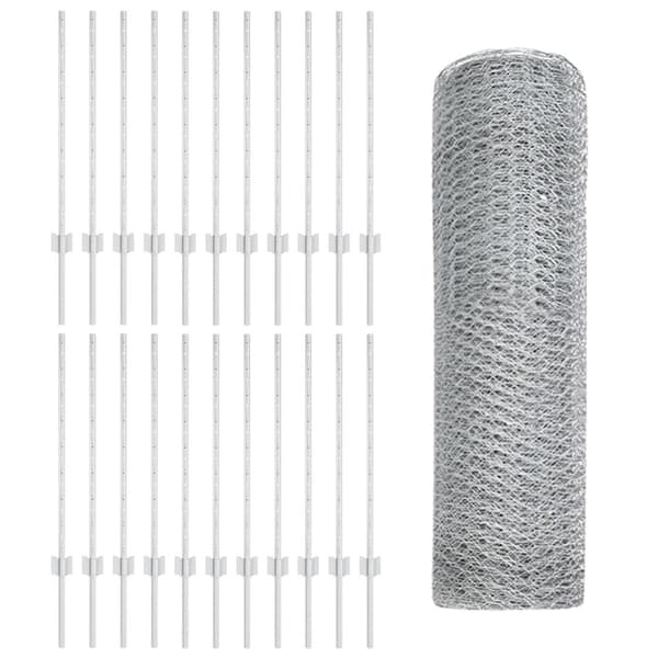 Stängsel med stolpe Silver 0,8 x 50 m Stål