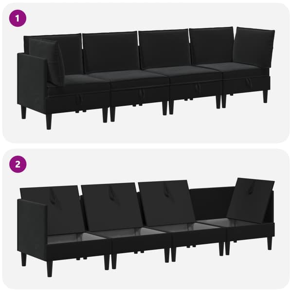 Möbelset för vardagsrummet med kudde 4 pcs Svart Sammet