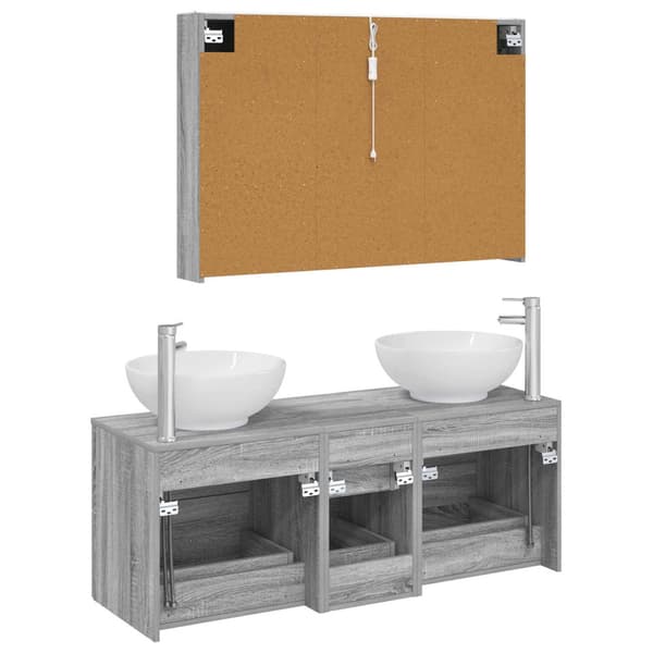 Badrumsmöbelset 4 pcs Grå Sonoma Konstruerat trä och glas