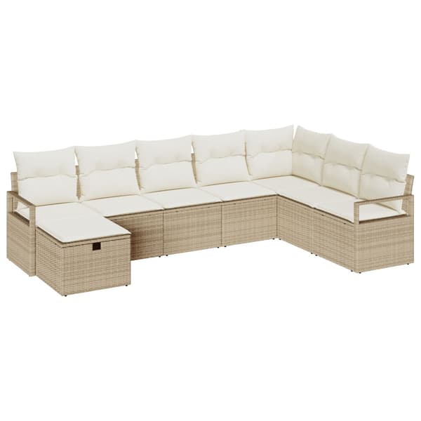 Soffset med kudde Beige och gräddfärgad konstrotting