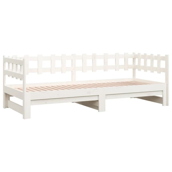 Utdragbar dagbädd vit 2x(90x190) cm massiv furu