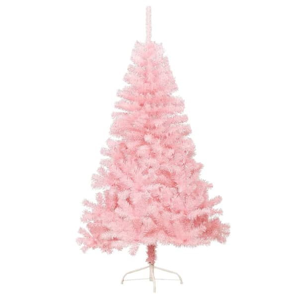 Halv plastgran med stativ rosa 150 cm PVC