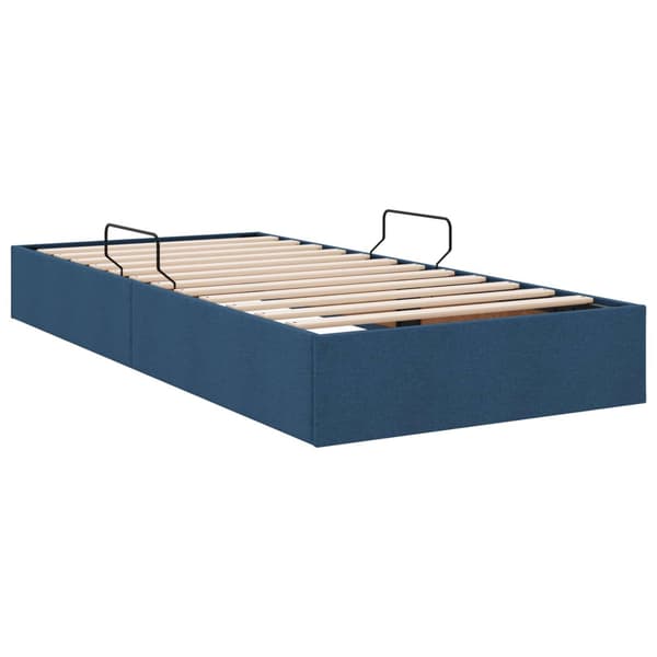 Ottoman Sängram med lagring Blå 90 x 200 cm tyg