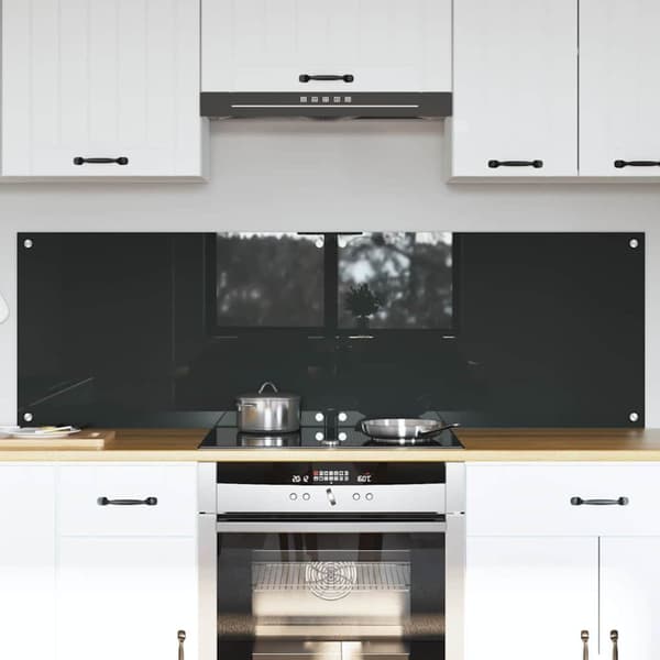 Köksskydd 2 pcs Mörkgrå 80 x 50 cm härdat glas