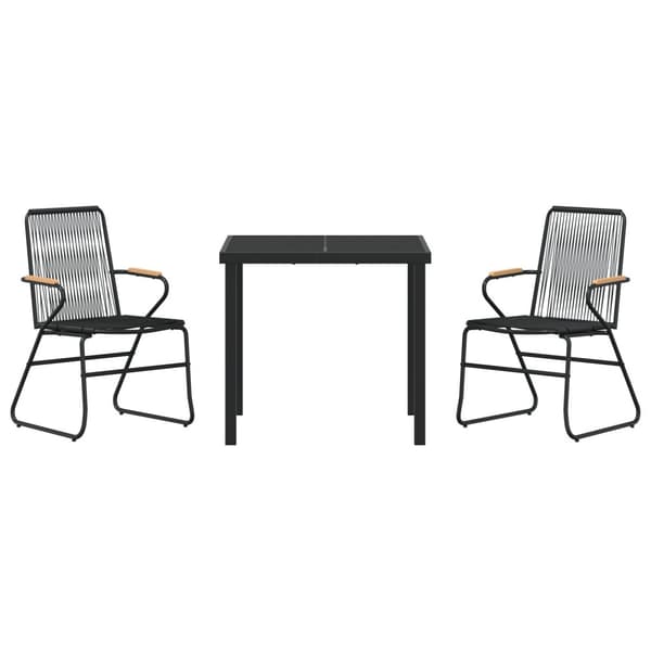 Trädgårdsmöbelset 3 pcs Svart Pulverlackerat stål