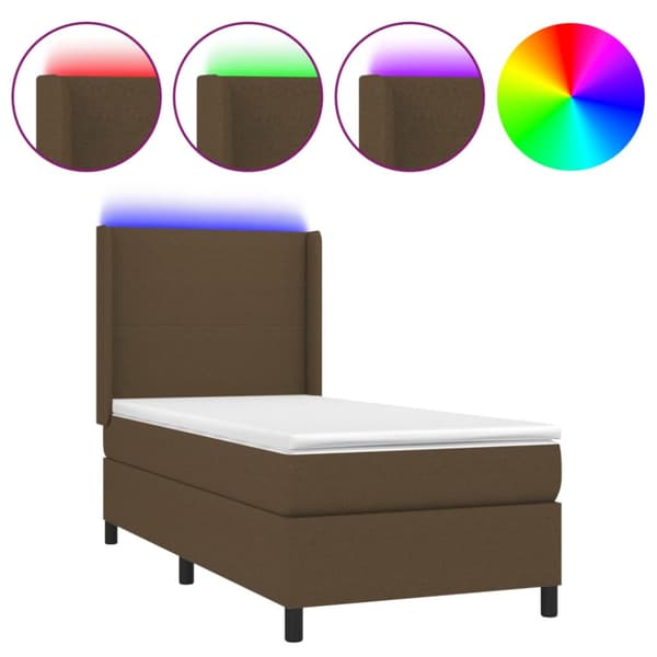 LED Box Säng med huvudgavel tyg