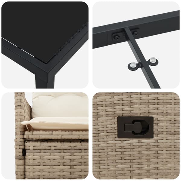 Trädgårdsmöbelset med kudde 7 pcs Beige konstrotting